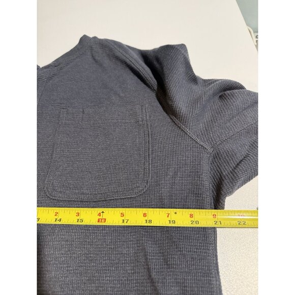 Duluth Trading Mens L Heavy Thermal Shirt Henley Relaxed Fit Waffle Knit Blue - Picture 5 of 7